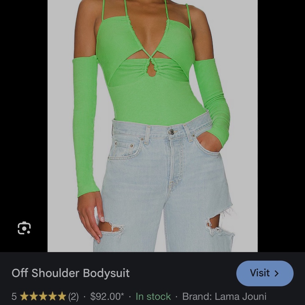 Revolve Green Off Shoulder Bodysuit